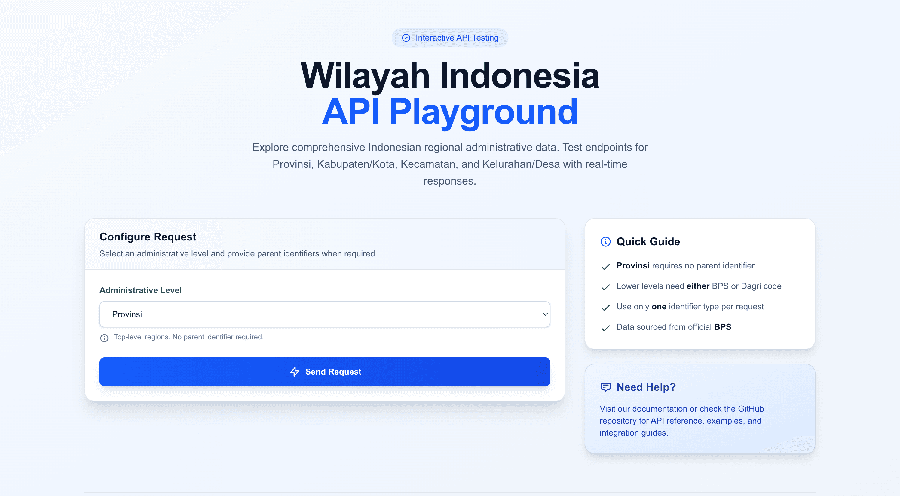 Indonesian Administrative Regions API preview